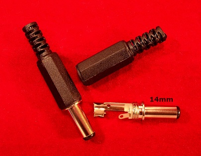 N&B DC plug- 2.1mm w/14mmL extended contact