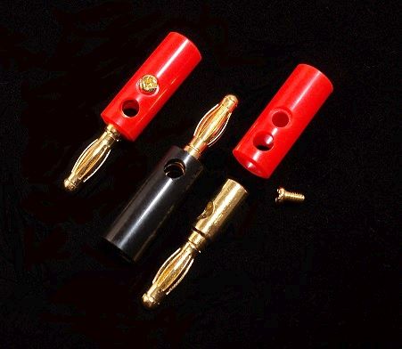 N&B001 gold plated banana plug- black handle